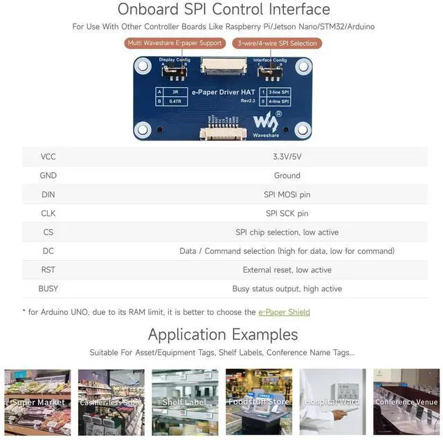 Alt view image 6 of 7 - 7.5inch E-Paper E-Ink Display HAT Compatible with 5/4B/3B/Zero/Zero W/Zero 2W/Pico/Pico W/Pico WH, 800×480 Pixels Red/Black/White Three-Color SPI Interface