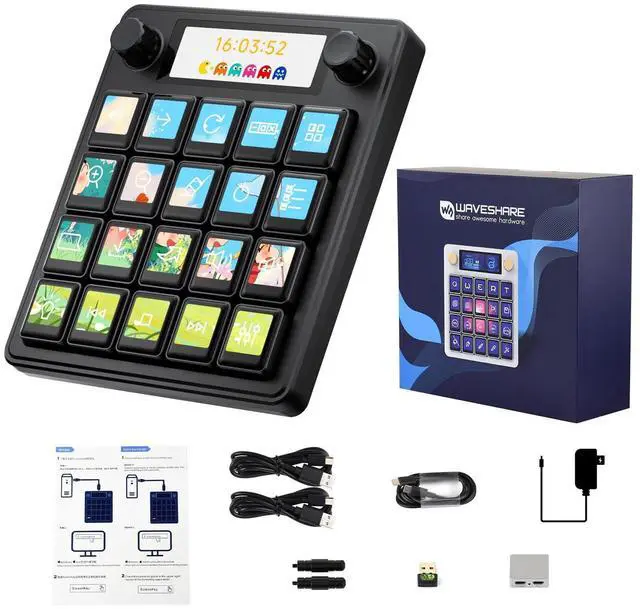 Main image of MK20 AI Voice Control Panel, Onboard 20 × 0.85inch Mechanical LCD Macro Keys and A 2.8inch Secondary Screen, High-Precision Dual Knobs, Supports Linux + QMK Dual-System Architecture, Black