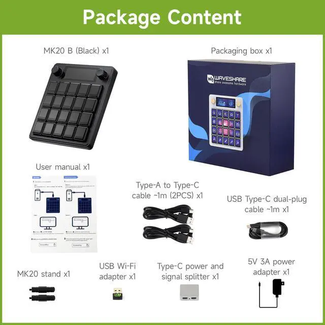 Alt view image 2 of 7 - MK20 AI Voice Control Panel, Onboard 20 × 0.85inch Mechanical LCD Macro Keys and A 2.8inch Secondary Screen, High-Precision Dual Knobs, Supports Linux + QMK Dual-System Architecture, Black