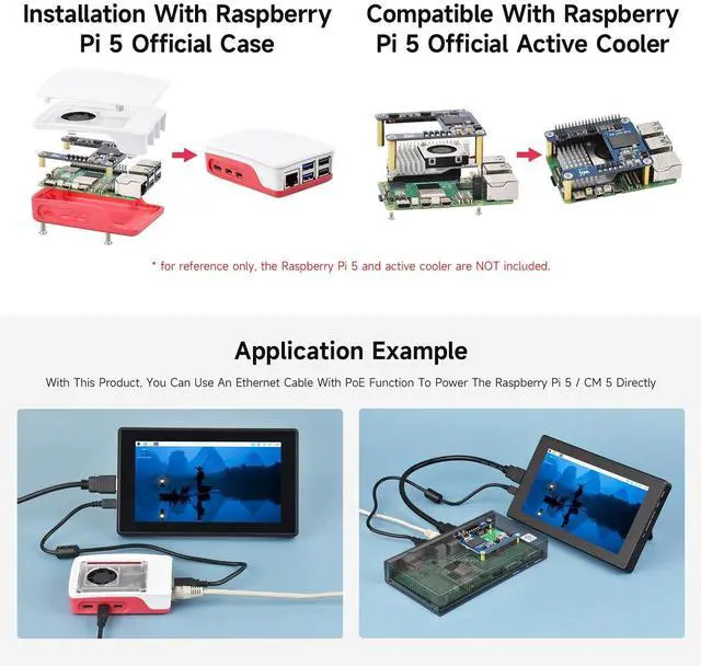 Alt view image 5 of 5 - Power Over Ethernet HAT (H), Compatible with 5 / CM 5, 5V 5A Output, Stable Performance, Supports 802.3af/at Network, Isolated Switched-Mode Power Supply, PoE HAT, Board ONLY