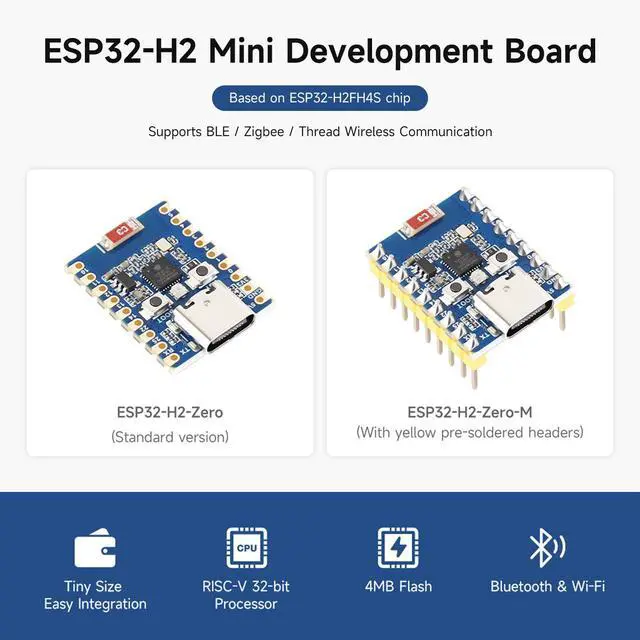 Alt view image 3 of 6 - ESP32-H2 Mini Development Board with ESP32-H2FH4S, 96MHz Processor, 4MB Flash, Support BLE/Zigbee/Thread Wireless Communication