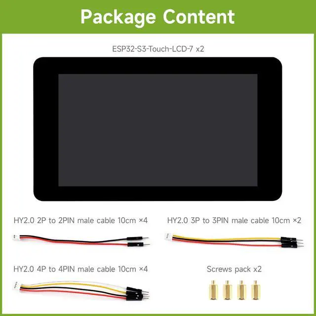 Alt view image 2 of 7 - 2PCS ESP32-S3 7inch Capacitive Touch LCD Development Board, ESP32 with Display, 800×480, 5-Point Touch, Up to 240MHz Frequency, Supports Wi-Fi & BLE, with Onboard Antenna