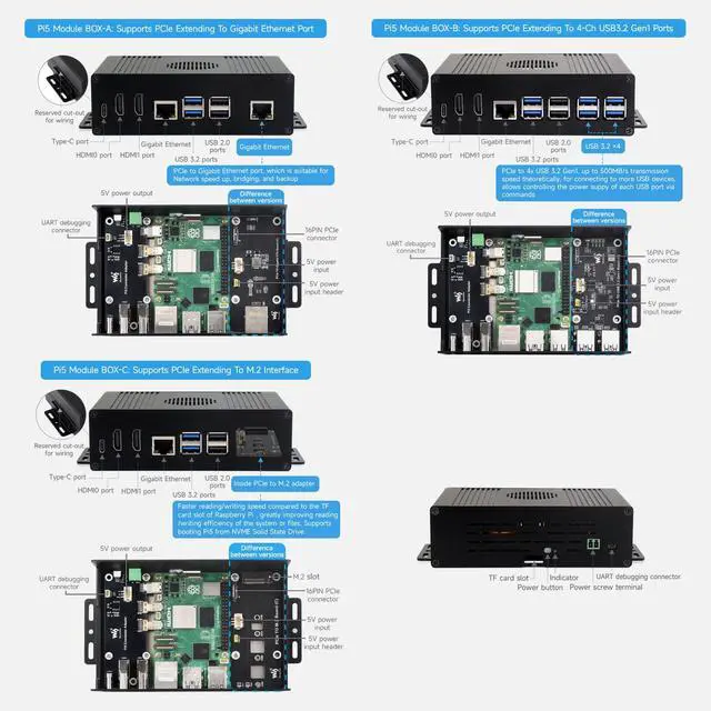 Alt view image 4 of 7 - M.2 NVME PCIE Case for 5, with 2X HDMI Ports, Support 2X 4K Video Output/Efficient Cooling, Aluminum Alloy Case, with PCIe to M.2 Board, Support PCIe Extending to M.2 Interface