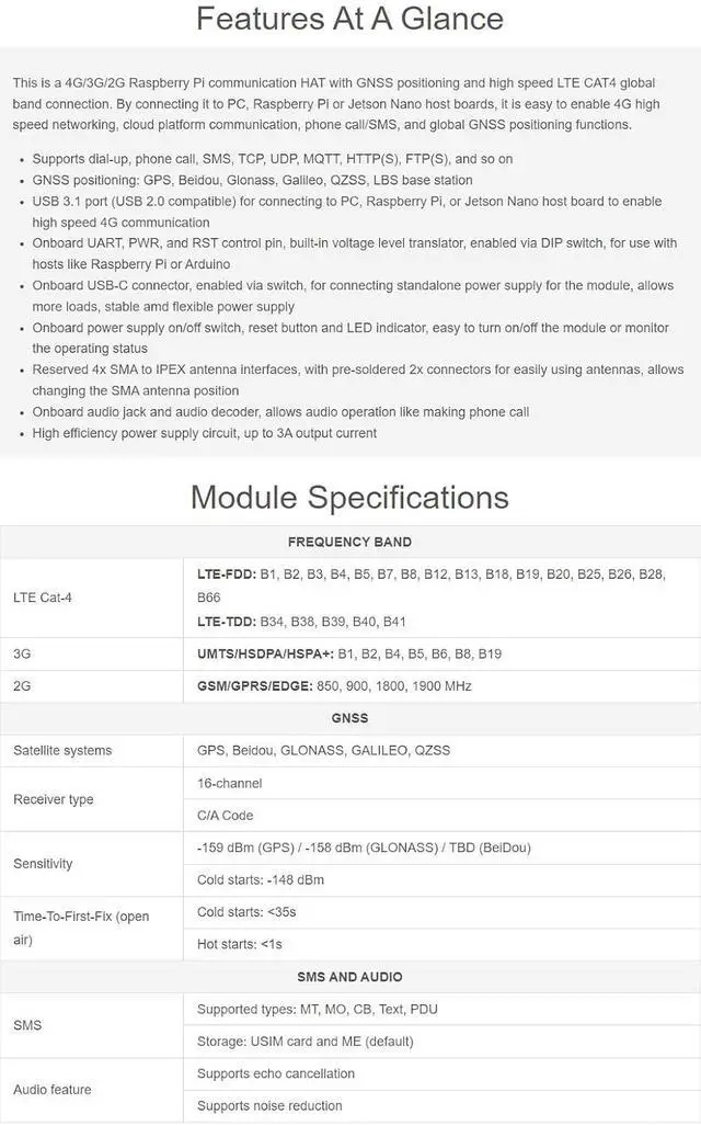 Alt view image 3 of 7 - SIM7600G-H M.2 4G HAT, Compatible with 5/4B/3B/Zero/Zero W/Zero 2W/Pico/Pico W/Pico WH, LTE CAT4 High Speed Global Coverage Multi Band 4G/3G/2G, GNSS
