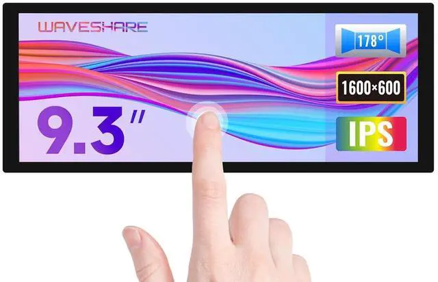 Main image of 9.3inch Capacitive Touch Display, 1600×600 Resolution, 5/4B/3B/Zero/Zero W/Zero 2W/Pico/Pico W/Pico WH, Support Jetson Nano/Jetson Orin Nano, Supports Windows 11/10/8.1/8/7