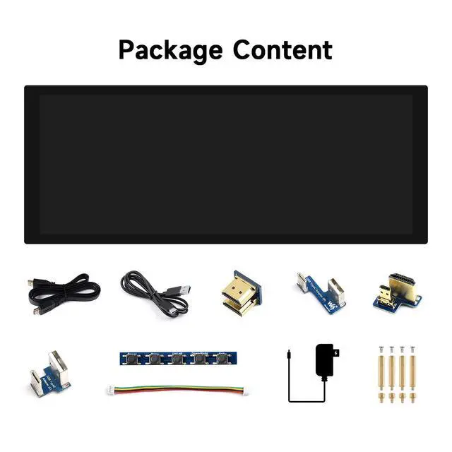 Alt view image 2 of 7 - 9.3inch Capacitive Touch Display, 1600×600 Resolution, 5/4B/3B/Zero/Zero W/Zero 2W/Pico/Pico W/Pico WH, Support Jetson Nano/Jetson Orin Nano, Supports Windows 11/10/8.1/8/7