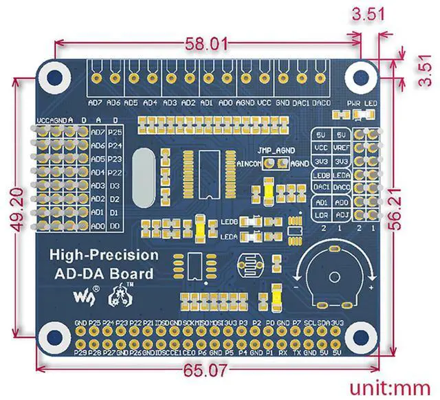 Alt view image 7 of 7 - AD/DA Expansion Allows You to Add High-Precision AD/DA Functions Compatible with 5/4B/3B/Zero/Zero W/Zero 2W/Pico/Pico W/Pico WH and Jetson Nano