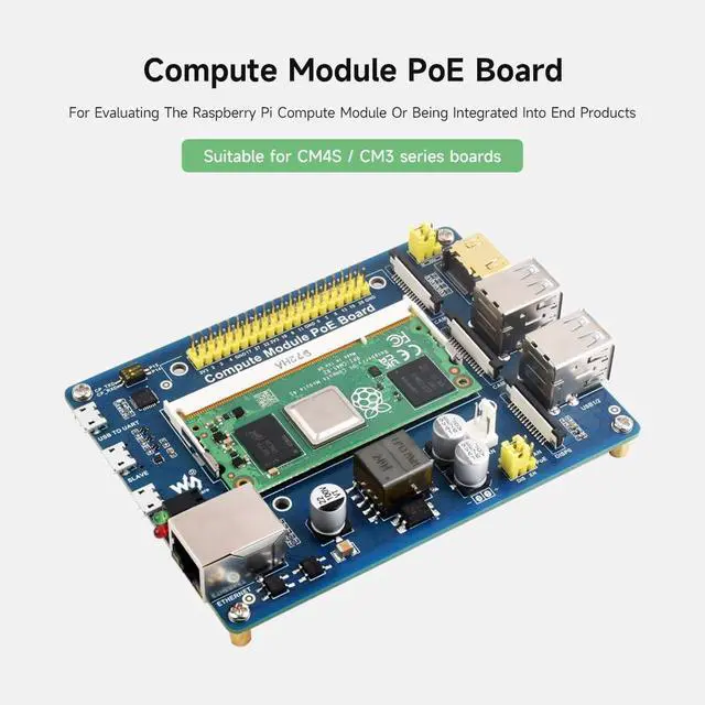 Alt view image 3 of 7 - Compute Module IO Board with PoE Feature Composite Breakout Board for Developing with CM3 / CM3L / CM3+ / CM3+L