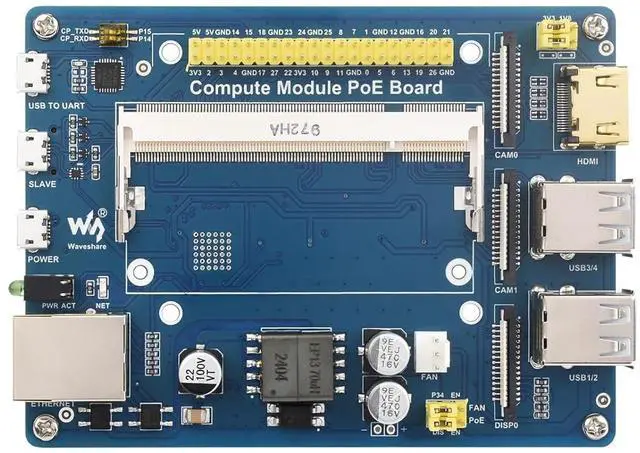 Main image of Compute Module IO Board with PoE Feature Composite Breakout Board for Developing with CM3 / CM3L / CM3+ / CM3+L