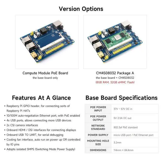 Alt view image 4 of 7 - Compute Module IO Board with PoE Feature Composite Breakout Board for Developing with CM3 / CM3L / CM3+ / CM3+L