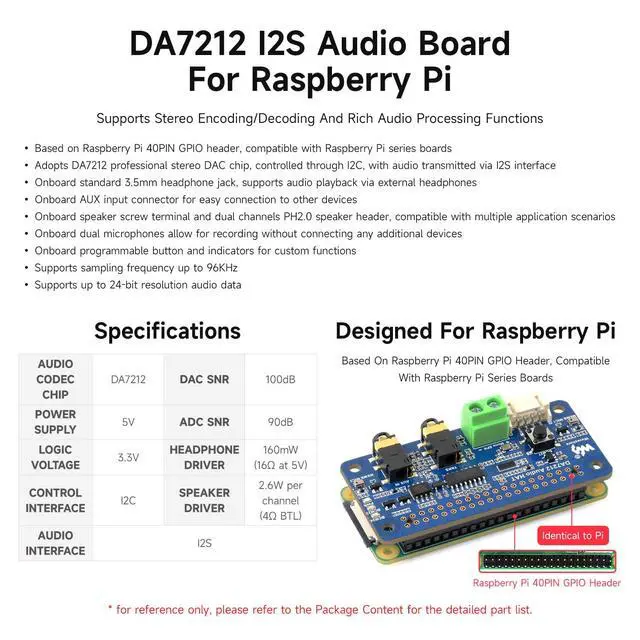 Alt view image 3 of 5 - DA7212 I2S Audio Board Compatible with Series Boards, Stereo Encoding/Decoding, Onboard Dual Microphones