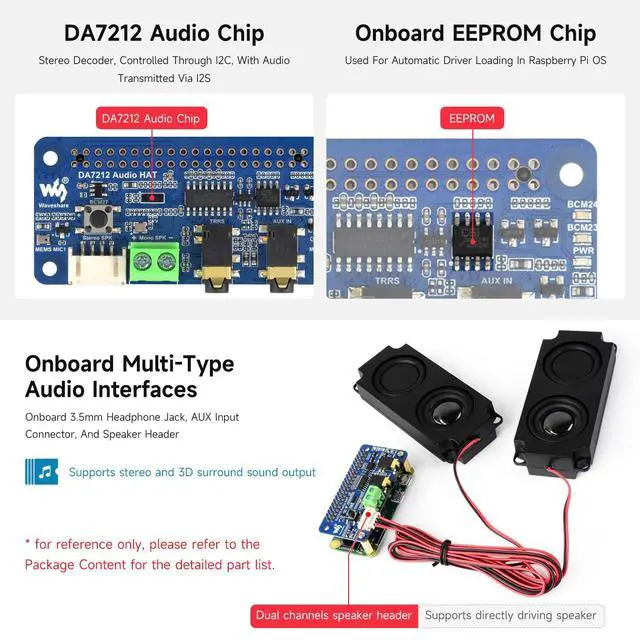 Alt view image 4 of 5 - DA7212 I2S Audio Board Compatible with Series Boards, Stereo Encoding/Decoding, Onboard Dual Microphones