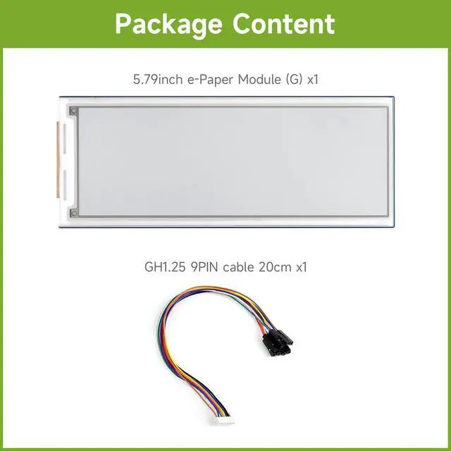 Alt view image 2 of 7 - 5.79inch E-Paper Display Module, Compatible with 5/4B/3B/Zero/Zero W/Zero 2W/Pico/Pico W/Pico WH, 792x272, E-Ink Display, Red/Yellow/Black/White, SPI Interface