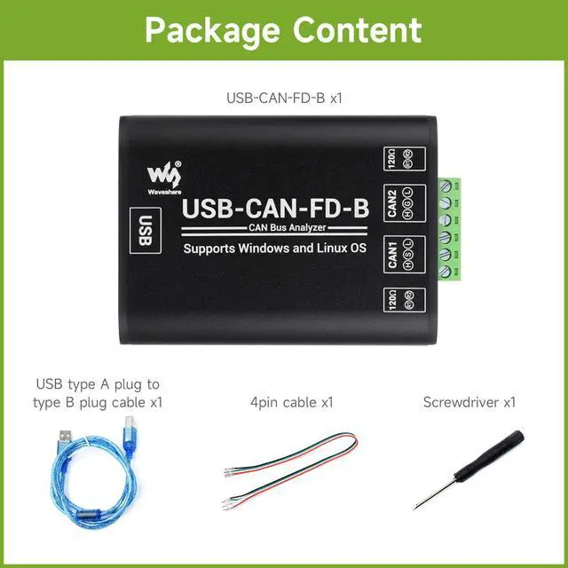 Alt view image 2 of 7 - Industrial Grade CAN/CAN FD Bus Data Analyzer, USB to CAN FD Adapter, CAN/CAN FD Bus Communication Interface Card, CAN/CAN FD Protocol Data Analyzer, Support Windows and Linux