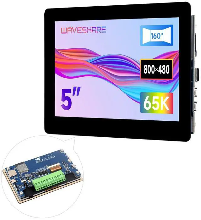 Main image of ESP32-S3 5inch Capacitive Touch Display Development Board, 5-Point Touch, 32-Bit LX7 Dual-Core Processor, Support Wi-fi & BLE, with Onboard Antenna, 800×480 Display Resolution