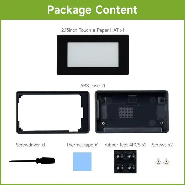 Alt view image 2 of 7 - 2.13inch Touch E-Paper E-Ink Display HAT Compatible with Zero/Zero W 250×122 Pixels with ABS Protection Case Supports Partial Refresh