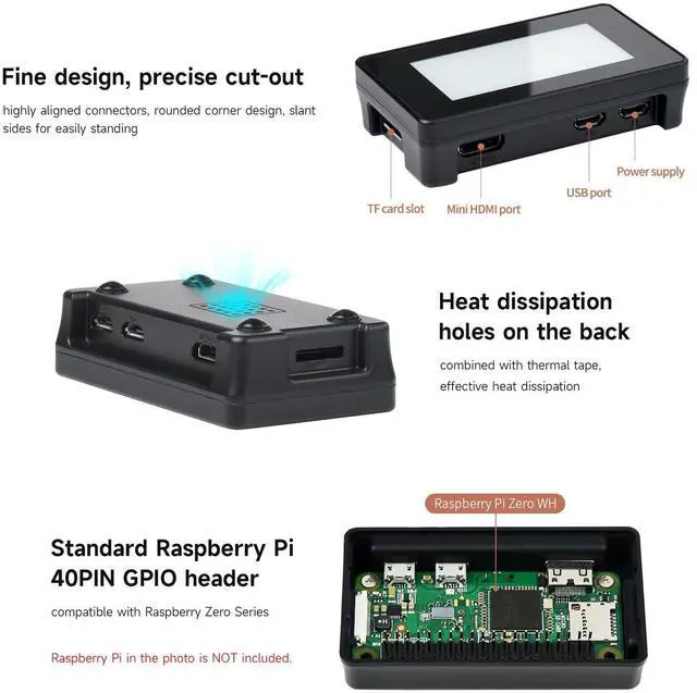 Alt view image 5 of 7 - 2.13inch Touch E-Paper E-Ink Display HAT Compatible with Zero/Zero W 250×122 Pixels with ABS Protection Case Supports Partial Refresh