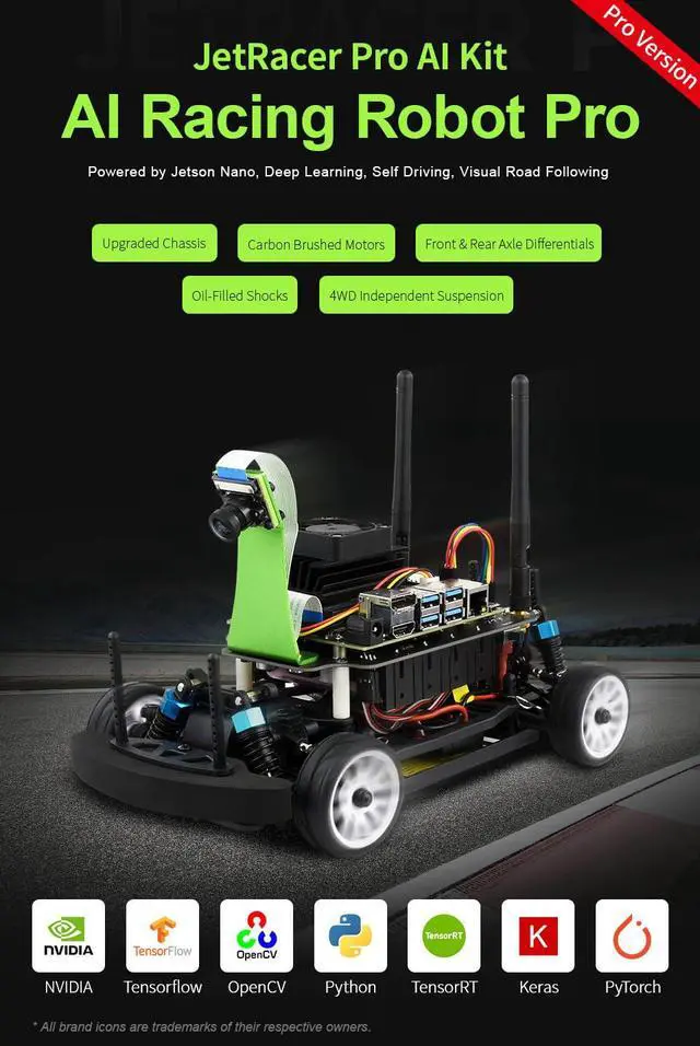 Alt view image 3 of 7 - JetRacer Pro AI Kit, High Speed AI Racing Robot Powered By Jetson Nano, Include Jetson Nano Dev Kit 4GB (NOT Support Nano 2GB)