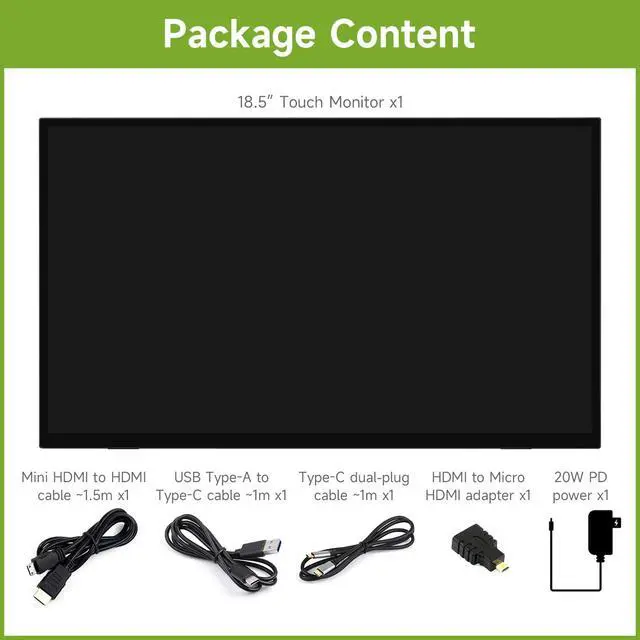 Alt view image 2 of 7 - Luckfox 18.5inch Touch Monitor with Stand, Compatible with /Jetson Nano and PC, 1920 × 1080, 120Hz Refresh Rate, Mini HDMI/Type-C Display Ports, IPS Screen, 10-Point Touch