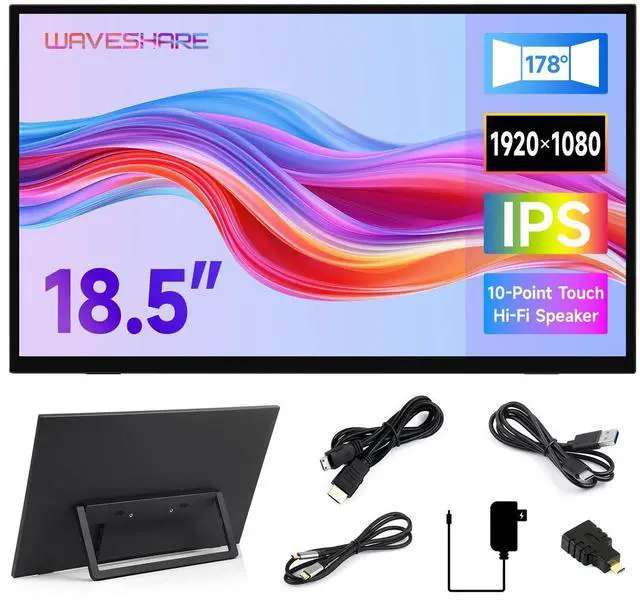 Main image of Luckfox 18.5inch Touch Monitor with Stand, Compatible with /Jetson Nano and PC, 1920 × 1080, 120Hz Refresh Rate, Mini HDMI/Type-C Display Ports, IPS Screen, 10-Point Touch