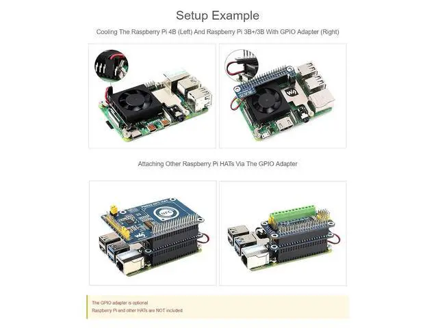 Alt view image 4 of 6 - Low-Profile CPU Cooling Fan for 4B/3B+/3B with Aluminum Alloy Bracket Include GPIO Adapter
