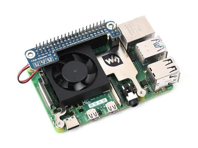 Alt view image 6 of 6 - Low-Profile CPU Cooling Fan for 4B/3B+/3B with Aluminum Alloy Bracket Include GPIO Adapter