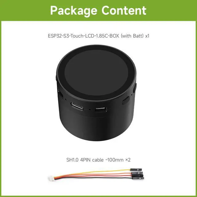 Alt view image 2 of 7 - ESP32-S3 1.85inch Round LCD Development Board, 360×360, Supports Wi-Fi & Bluetooth BLE 5, AI Speech, Smart Speaker Box, ESP32 with Display, with Speaker Box, with BAT