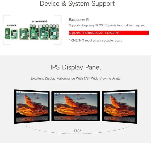 Alt view image 4 of 7 - 8inch Capacitive Touch Display Compatible with 5/4B/3B+/3A+ and CM3/3+/4 1280×800 Resolution IPS DSI Interface