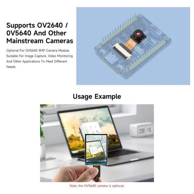 Alt view image 6 of 7 - 2inch ESP32-S3 Display Development Board, 240x320, IPS, 262K Color, 32-Bit LX7 2-Core Processor, Up To 240MHz Frequency, Support WiFi&BT, Support OV5640 5MP Camera Module(NOT Included)