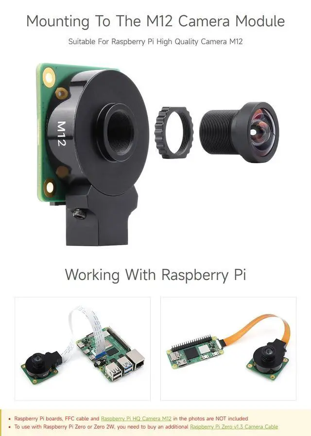 Alt view image 5 of 6 - M12 High Resolution Lens, 12MP, 113° FOV, 2.7mm Focal Length, Compatible with Camera M12