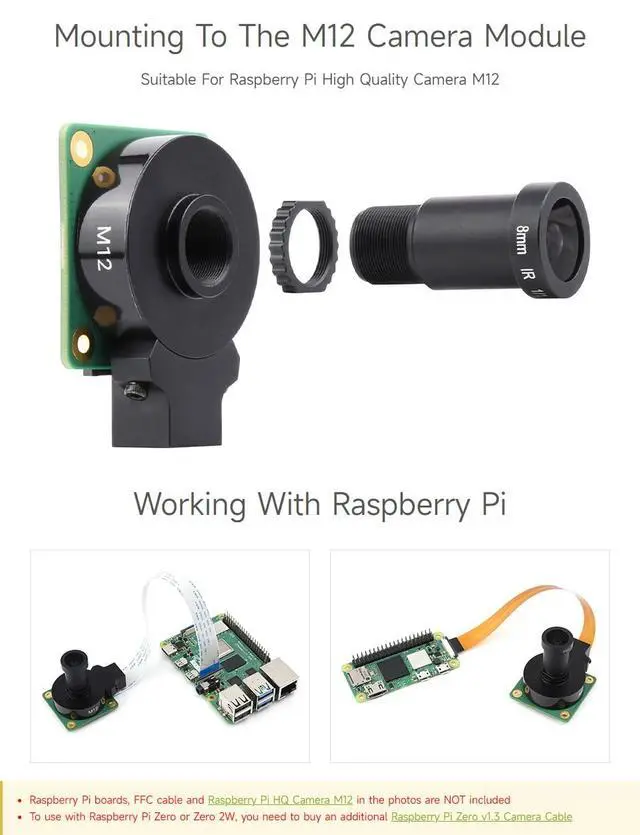 Alt view image 5 of 6 - M12 High Resolution Lens, 12MP, 69.5° FOV, 8mm Focal Length, Compatible with Camera M12