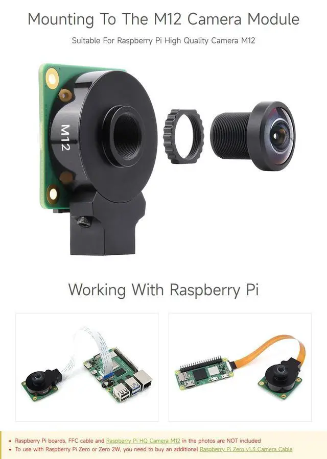 Alt view image 5 of 6 - M12 High Resolution Lens, 14MP, 184.6° Ultra Wide Angle, 2.72mm Focal Length, Compatible with Camera M12