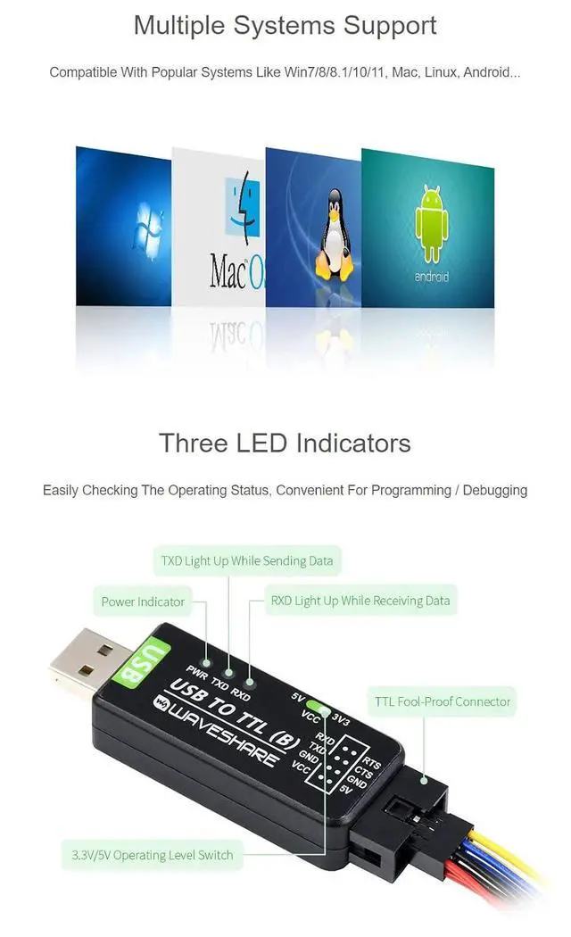 Alt view image 5 of 7 - Industrial USB to TTL Converter Original CH343G Onboard with Multi Protection Circuits Multi Systems Support