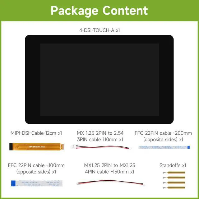 Alt view image 2 of 7 - 4inch DSI Capacitive Touch Display, Compatible with RPi 3A+/3B+/4B/5 480 × 800, IPS Display Panel, 5-Point Touch, Optical Bonding Toughened Glass Panel
