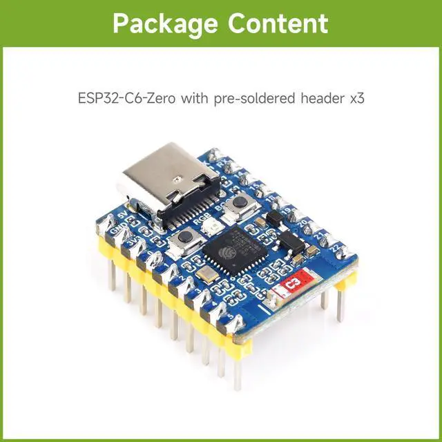 Alt view image 2 of 7 - 3PCS ESP32-C6 Mini Development Board, Based On ESP32-C6FH4, Dual Processors, 160MHz Running Frequency, 2.4GHz wi-fi 6 & BLE 5, ESP32 Development Board, with Pre-soldered Header
