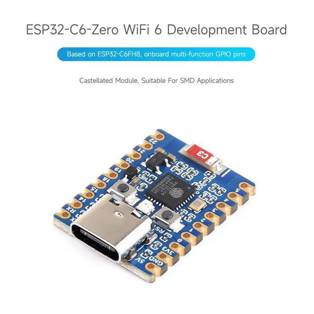 Alt view image 3 of 7 - 3PCS ESP32-C6 Mini Development Board, Based On ESP32-C6FH4, Dual Processors, 160MHz Running Frequency, 2.4GHz wi-fi 6 & BLE 5, ESP32 Development Board, with Pre-soldered Header