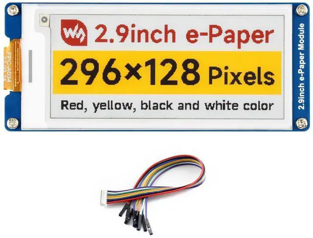 Main image of 2.9inch E-Paper Display (G), E-Ink Display, 296x128, Red/Yellow/Black/White, SPI Interface, with Driver Board