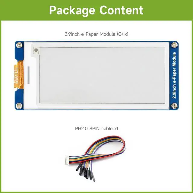 Alt view image 2 of 6 - 2.9inch E-Paper Display (G), E-Ink Display, 296x128, Red/Yellow/Black/White, SPI Interface, with Driver Board