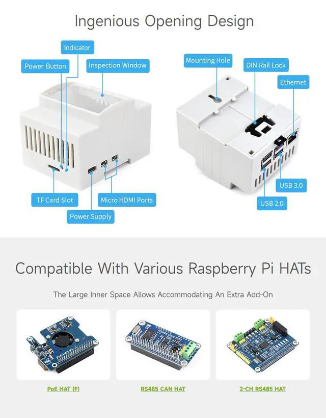 Alt view image 5 of 6 - DIN Rail ABS Case for 5, Large Inner Space, Injection Moduling