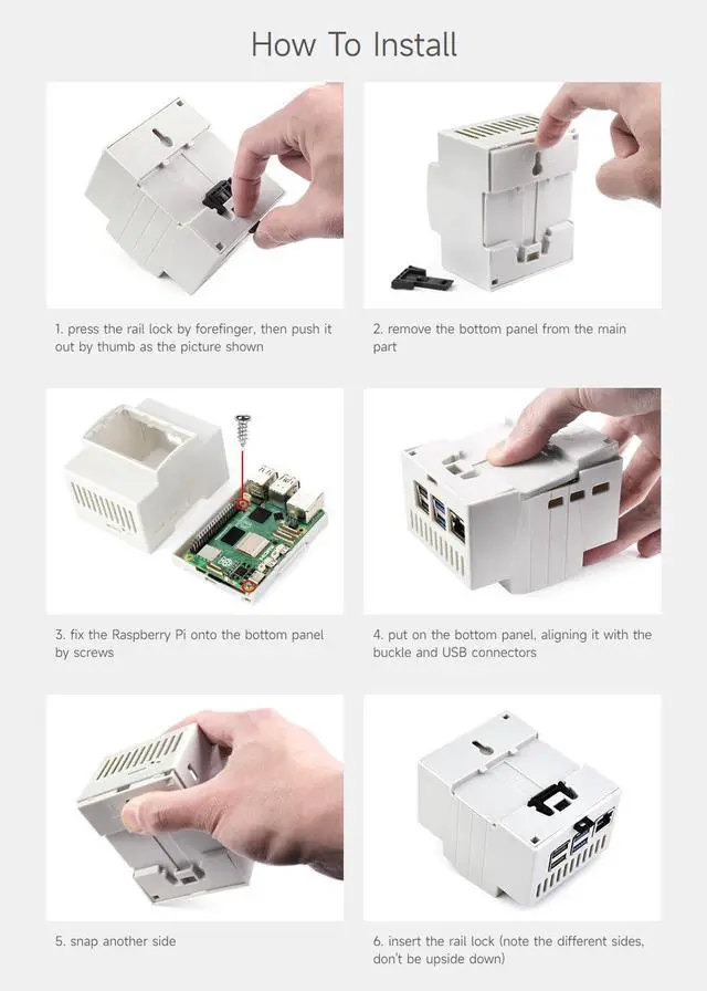 Alt view image 6 of 6 - DIN Rail ABS Case for 5, Large Inner Space, Injection Moduling