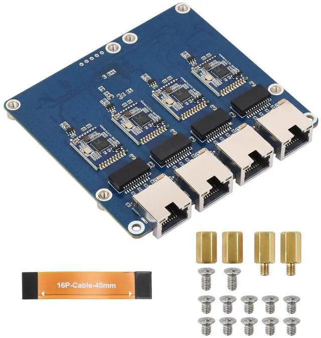 Main image of PCIe to 4-Ch Gigabit ETH Board (B) Compatible with 5/RPi OS, Driver-Free, Plug and Play