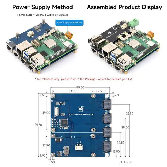 Alt view image 5 of 5 - PCIe to 4-Ch Gigabit ETH Board (B) Compatible with 5/RPi OS, Driver-Free, Plug and Play