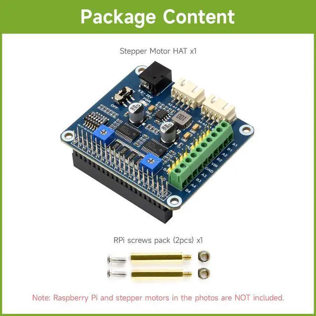 Alt view image 2 of 7 - Stepper Motor HAT Onboard Dual DRV8825 Motor Controller Drives Two Stepper Motors Up to 1/32 Microstepping Compatible with Zero/Zero W/Zero WH/2B/3B/3B+