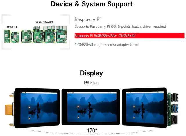 Alt view image 4 of 7 - 4inch Capacitive Touch Display Compatible with 5/4B/3B+/3A+/CM3+/4 480×80 Resolution DSI Interface IPS Optical Bonding Screen