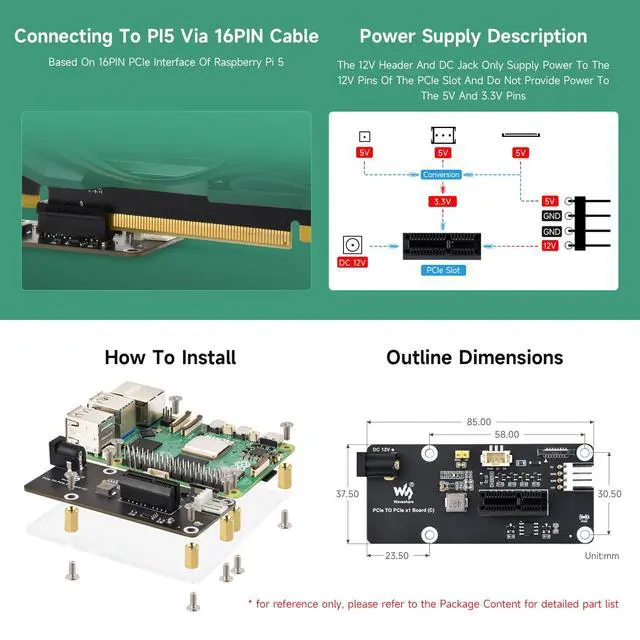 Alt view image 5 of 5 - PCIe FFC Connector to Standard PCIe x1 Slot Adapter Board, Support 5, Compatible with PCIe X1, X4, X8, and X16 Interface Devices