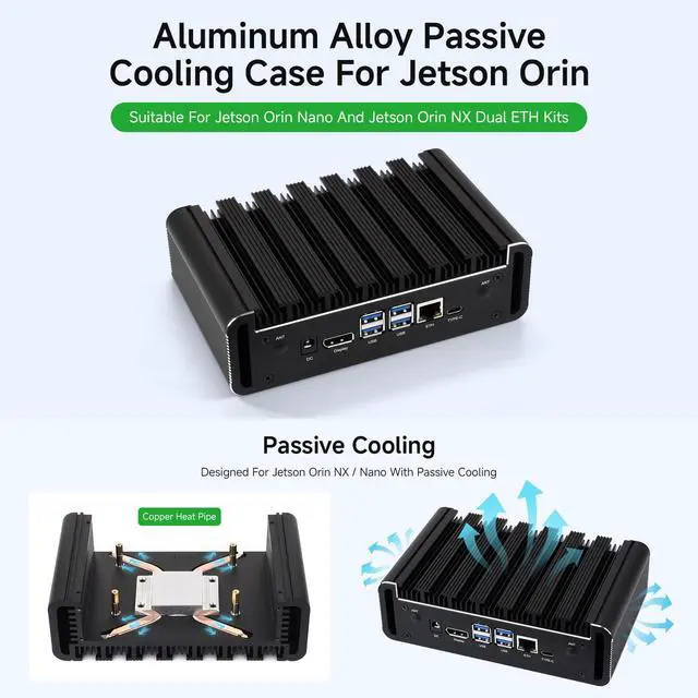 Alt view image 3 of 5 - Aluminum Alloy Cooling Case, for Jetson Orin Nano & Orin NX Kits