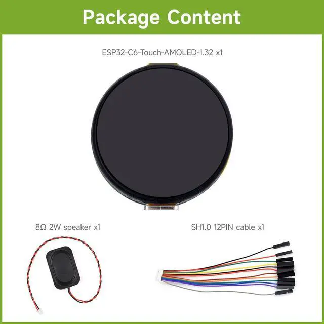 Alt view image 2 of 7 - ESP32-C6 1.32inch AMOLED Round Touch Display Development Board, 466×466 Pixels, QSPI Interface, Supports Wi-Fi 6 and BT 5