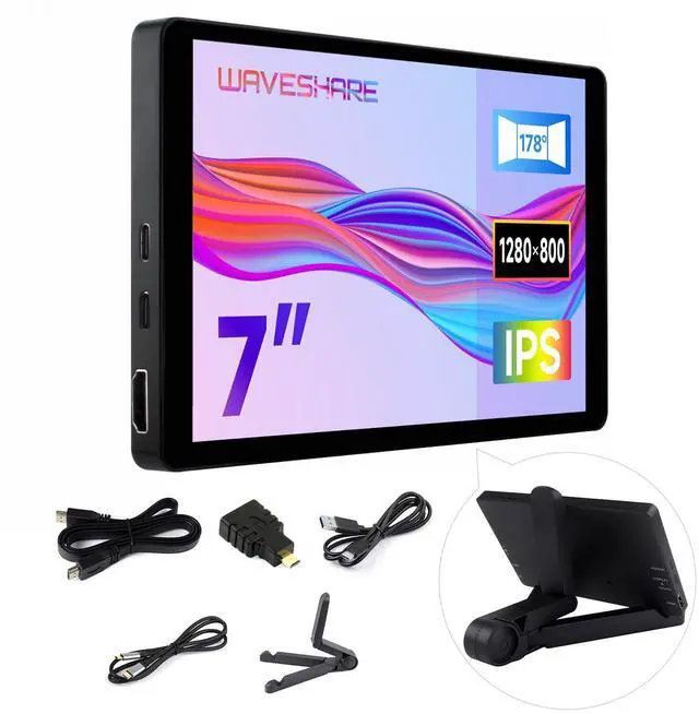 Main image of 7inch Capacitive Touch Display,1280×800 Resolution, Compatible with 5/4B/3B/Zero/Zero W/Zero 2W/Pico/Pico, Supports Jetson Nano/RDK X3/VisionFive2/Windows/Smartphone