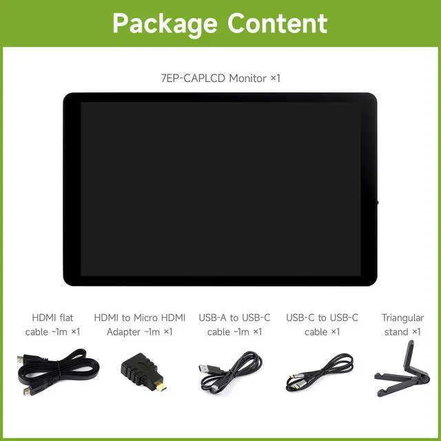 Alt view image 2 of 7 - 7inch Capacitive Touch Display,1280×800 Resolution, Compatible with 5/4B/3B/Zero/Zero W/Zero 2W/Pico/Pico, Supports Jetson Nano/RDK X3/VisionFive2/Windows/Smartphone