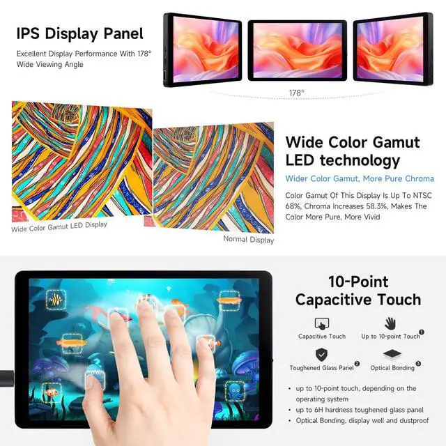 Alt view image 5 of 7 - 7inch Capacitive Touch Display,1280×800 Resolution, Compatible with 5/4B/3B/Zero/Zero W/Zero 2W/Pico/Pico, Supports Jetson Nano/RDK X3/VisionFive2/Windows/Smartphone